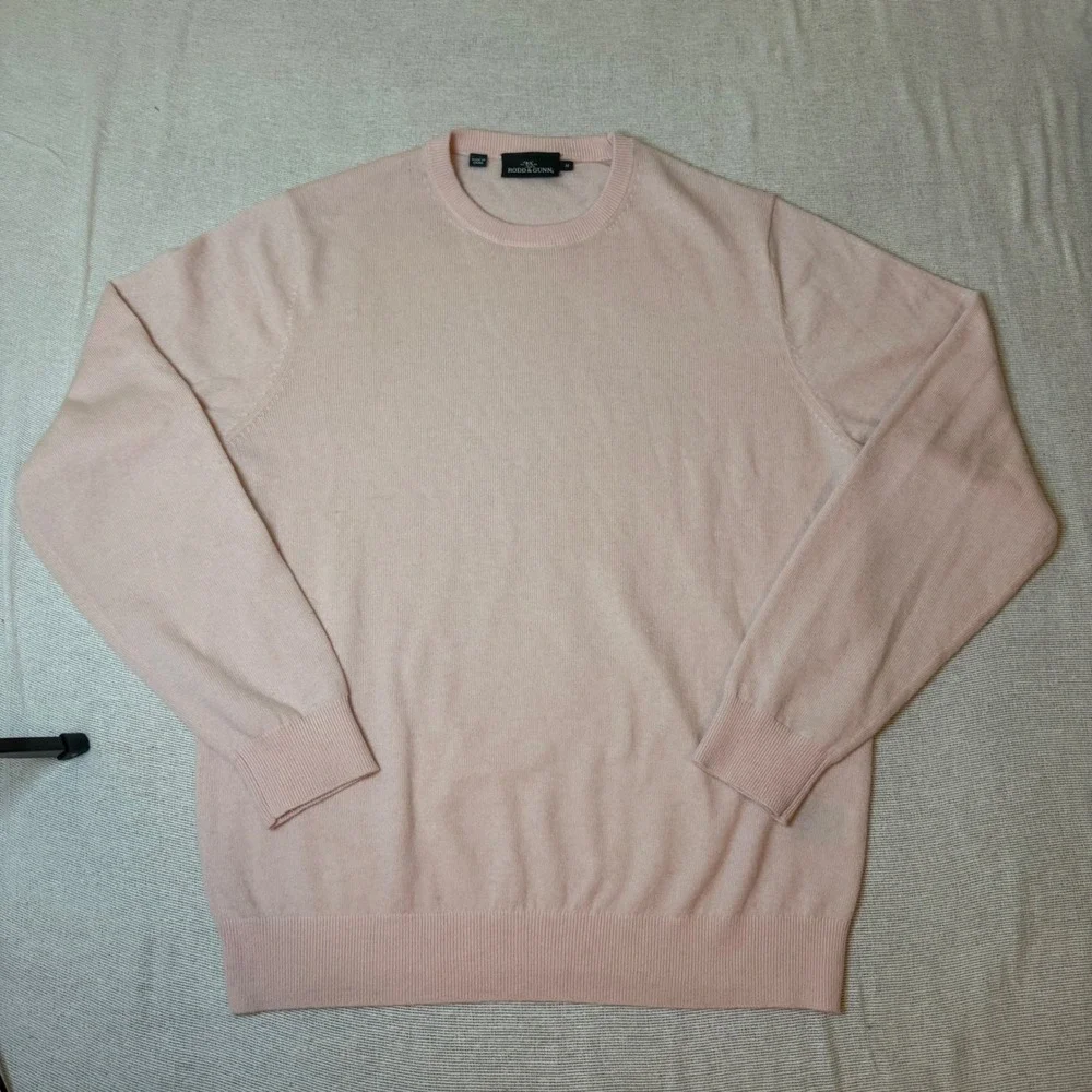 Rodd & Gunn Sweater Men Medium Pink Merino Wool Cashmere Blend Crewneck Knit